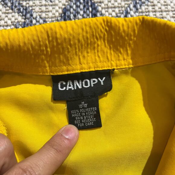 VTG Y2K Canopy CCNY Urban Wear Skater HipHop Yellow Graphic Button Up Shirt SZ S - Picture 2 of 5